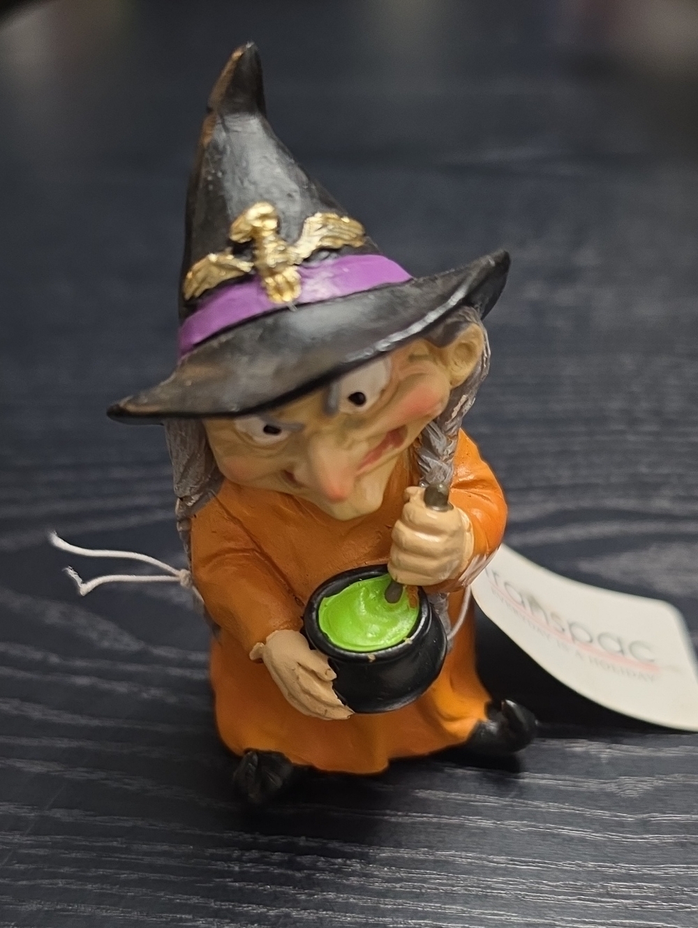 Transpac Witch w/ Cauldron figurine, Fairy Garden/Halloween Décor, NWT